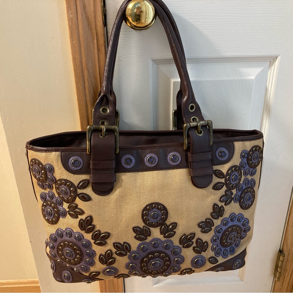 Elegant Floral Tote Bag - Cream and Brown